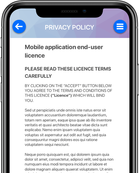 Mobile application end-user licence 